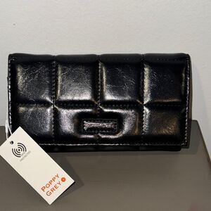 Poppy Grey Black Quilted Wallet
